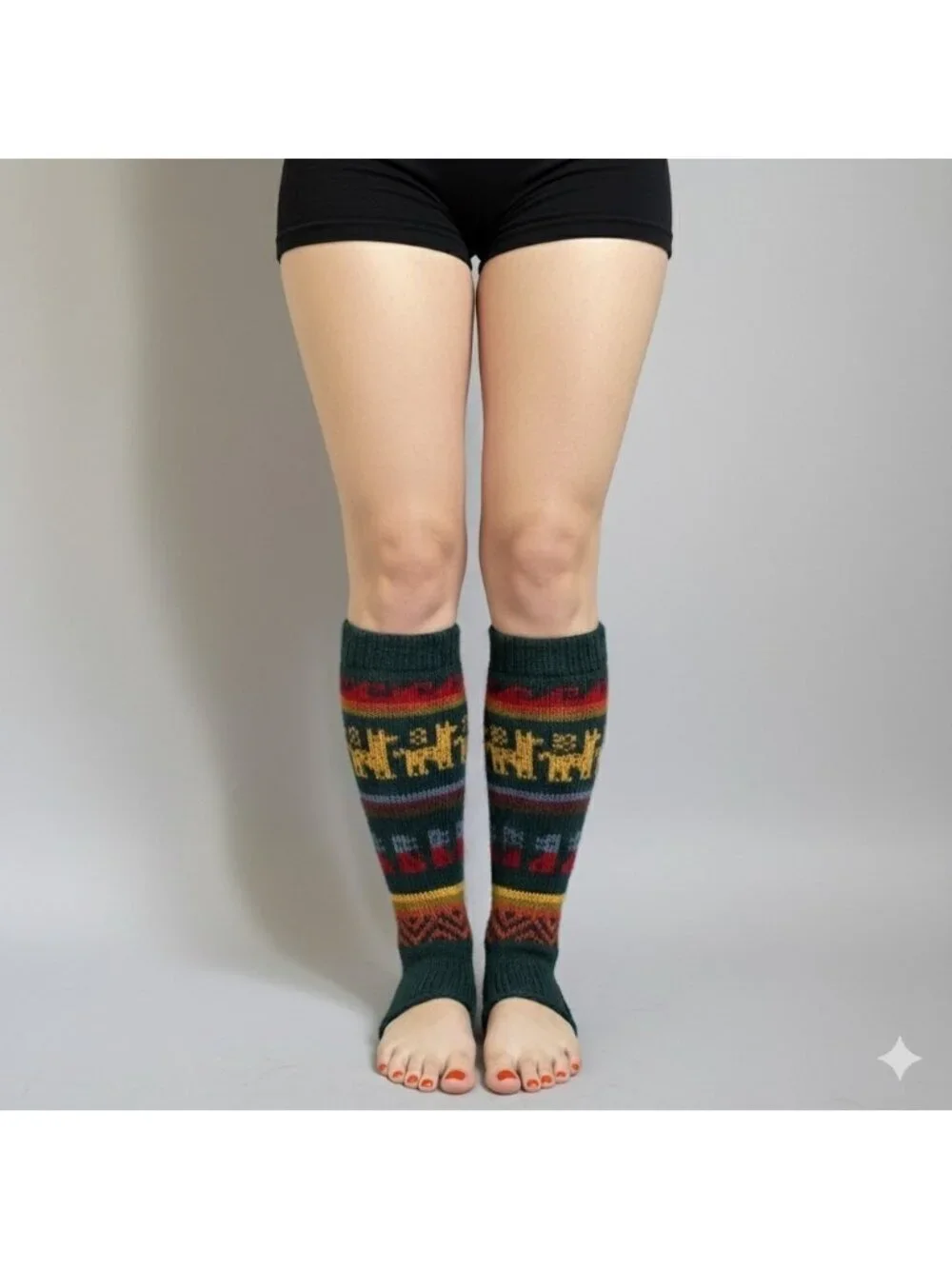 Alpaca Knit Leg Warmers w/ Stirrups - Small, handmade!